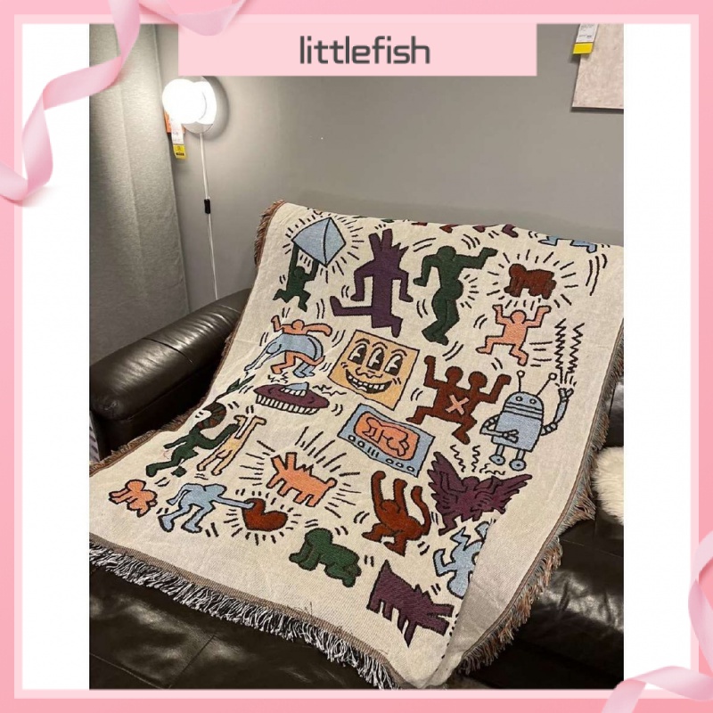 Chăn Đơn Trang Trí Ghế Sofa Hình Keith haring Graffiti Master Mỹ Giản Dị