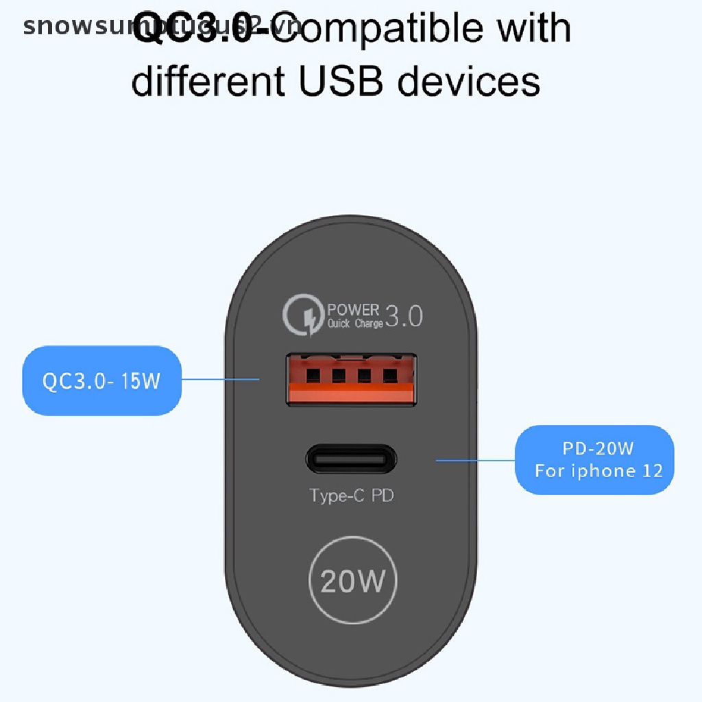 Củ Sạc Nhanh Super Si 36W USB C Cho iPhone 13 Type C QC 3.0 PD