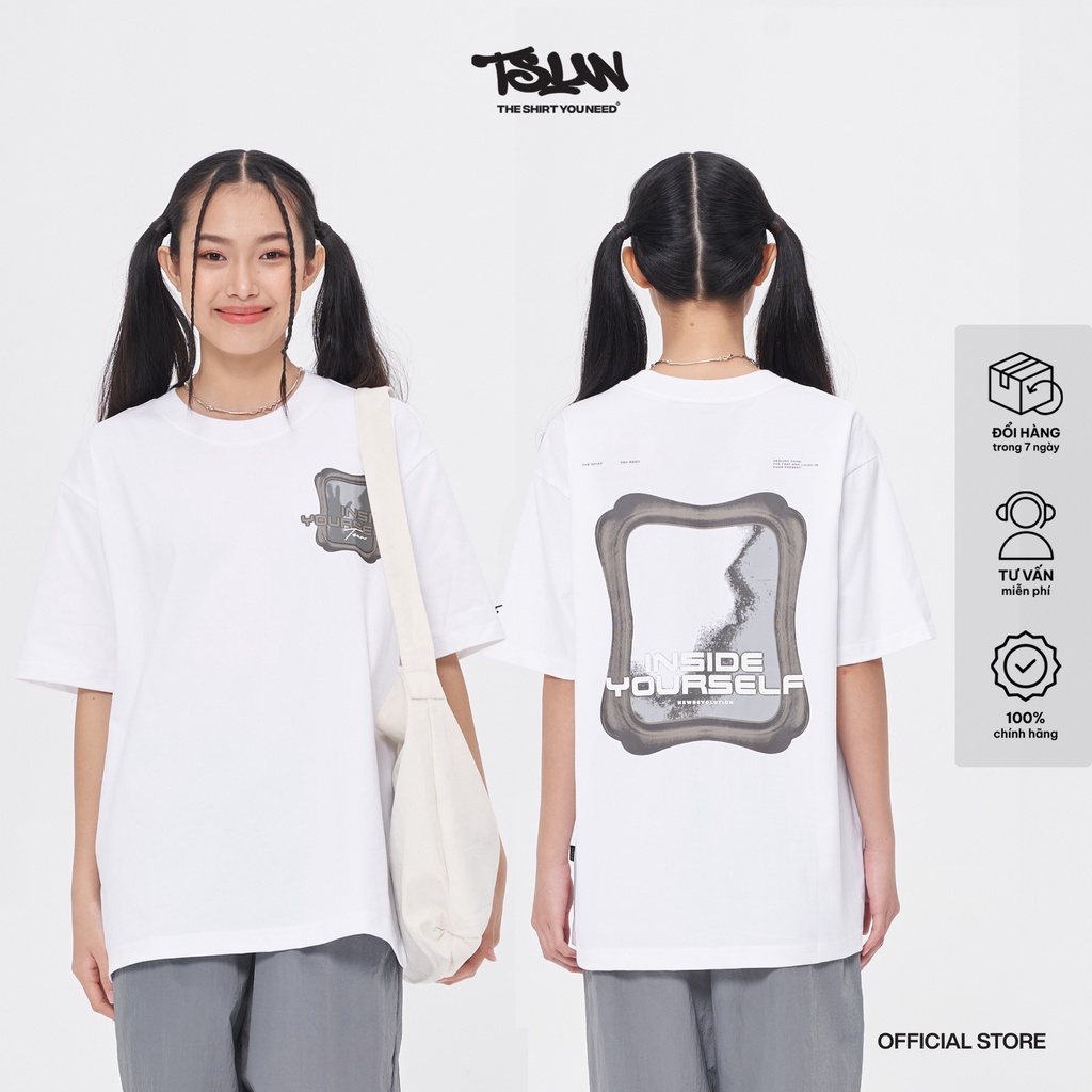 Áo Thun TSUN InsideYourSelf - In Lụa - [UNISEX] - Màu Trắng - Thêu Tay Áo