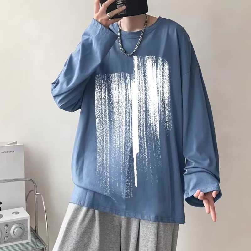 Áo Thun Tay Dài Cổ Tròn In Họa Tiết graffiti Thời Trang Hàn Quốc Cho Nam Size M-5XL