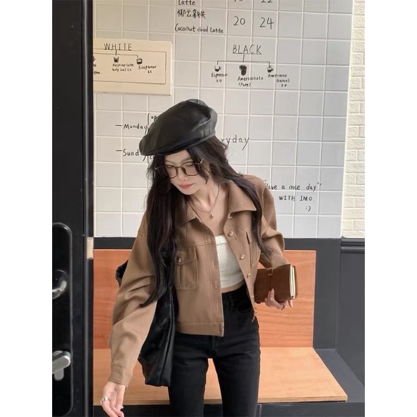 Áo khoác kaki nâu phong cách Hand Quốc