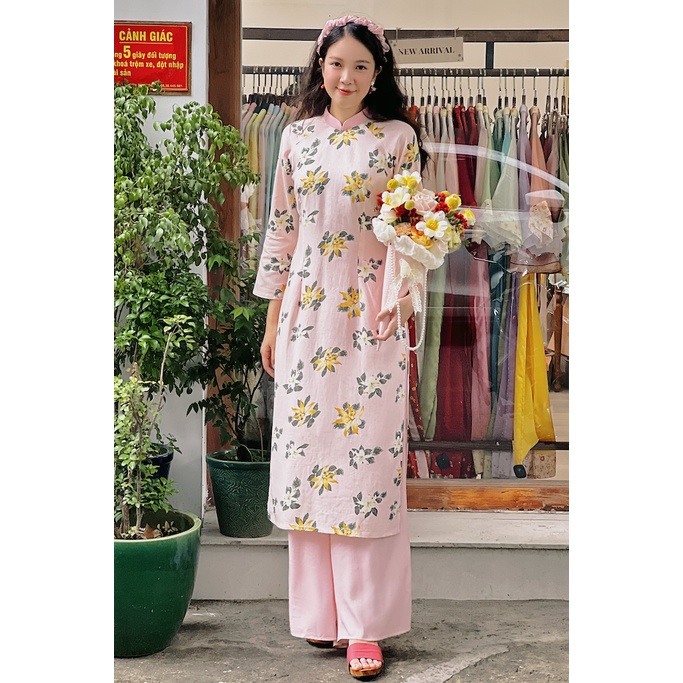 Sumire Store Áo dài linen hoa Ý Nhi