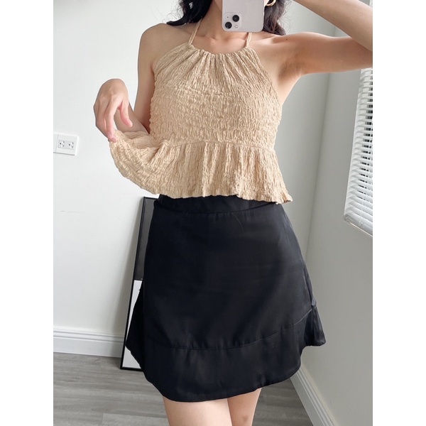 Chân váy chữ A ngắn chất cotton lạnh 2 lớp dày dặn kiểu dáng Hàn Quốc Lychee Skirt THE K.A.T BOOM