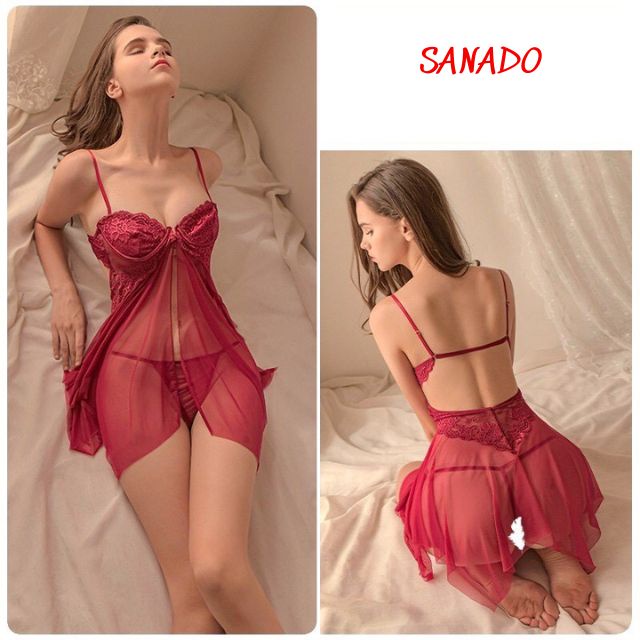 Váy ngủ sexy quyến rũ ren xuyên thấu có gọng cao cấp gợi cảm V34 - Sanado | BigBuy360 - bigbuy360.vn