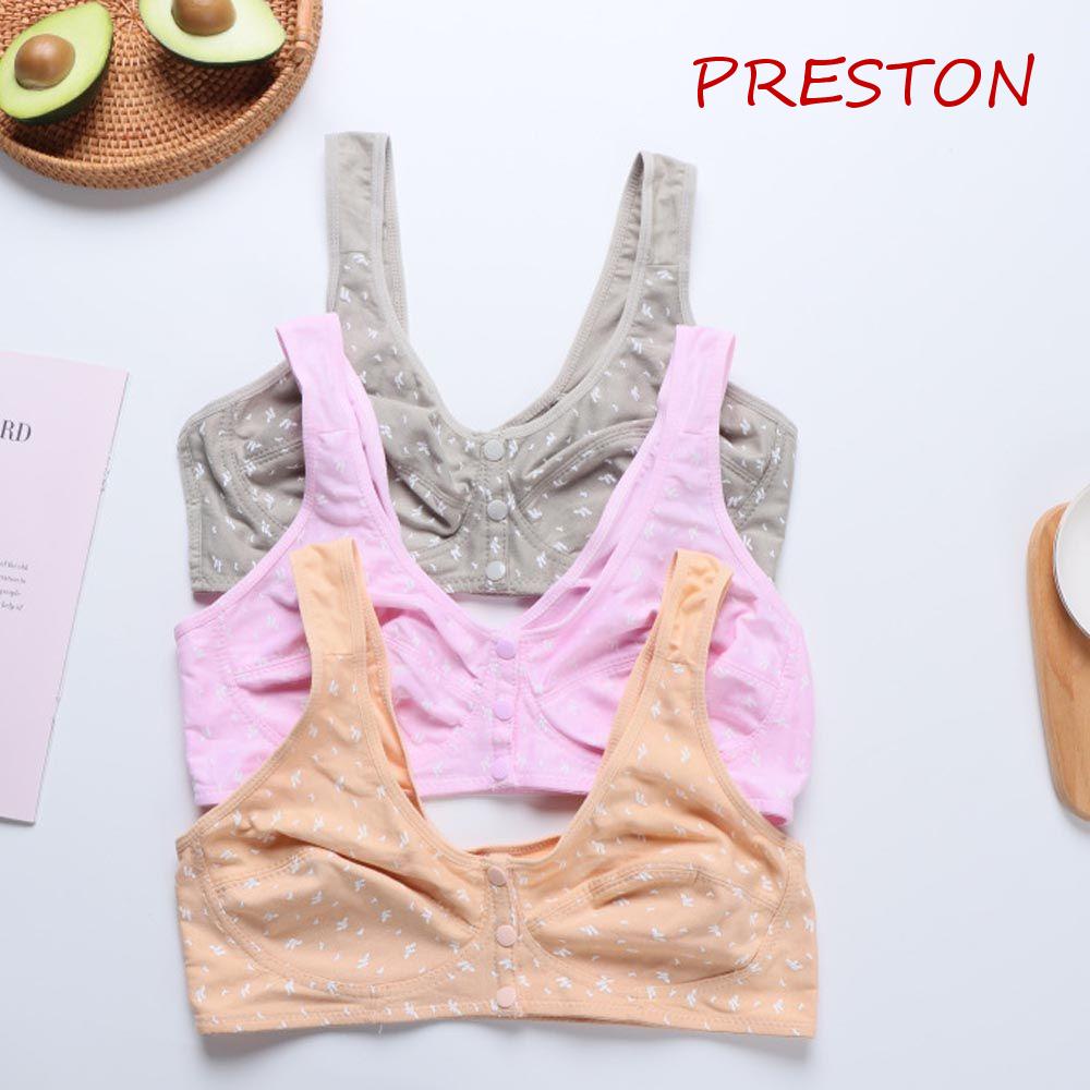 Preston Áo Ngực Chữ T Không Gọng Cúp Ngực Lớn Cài Trước Vải Cotton Mềm Cài Khóa Trước In Hoa Cho Nữ