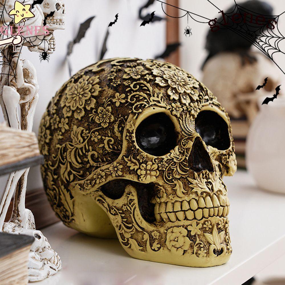 Đồ trang trí Đầu Lâu Hoa Mận Bằng Nhựa Resin Phong Cách Retro Trang Trí Sân Vườn