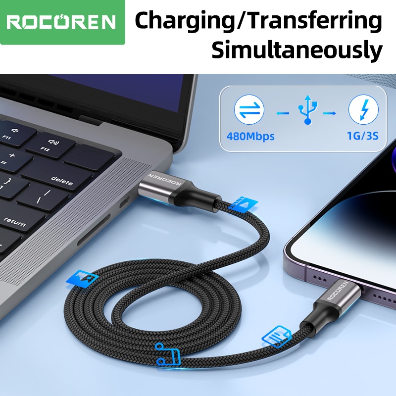 Dây cáp sạc nhanh Rocoren USB 2.4A