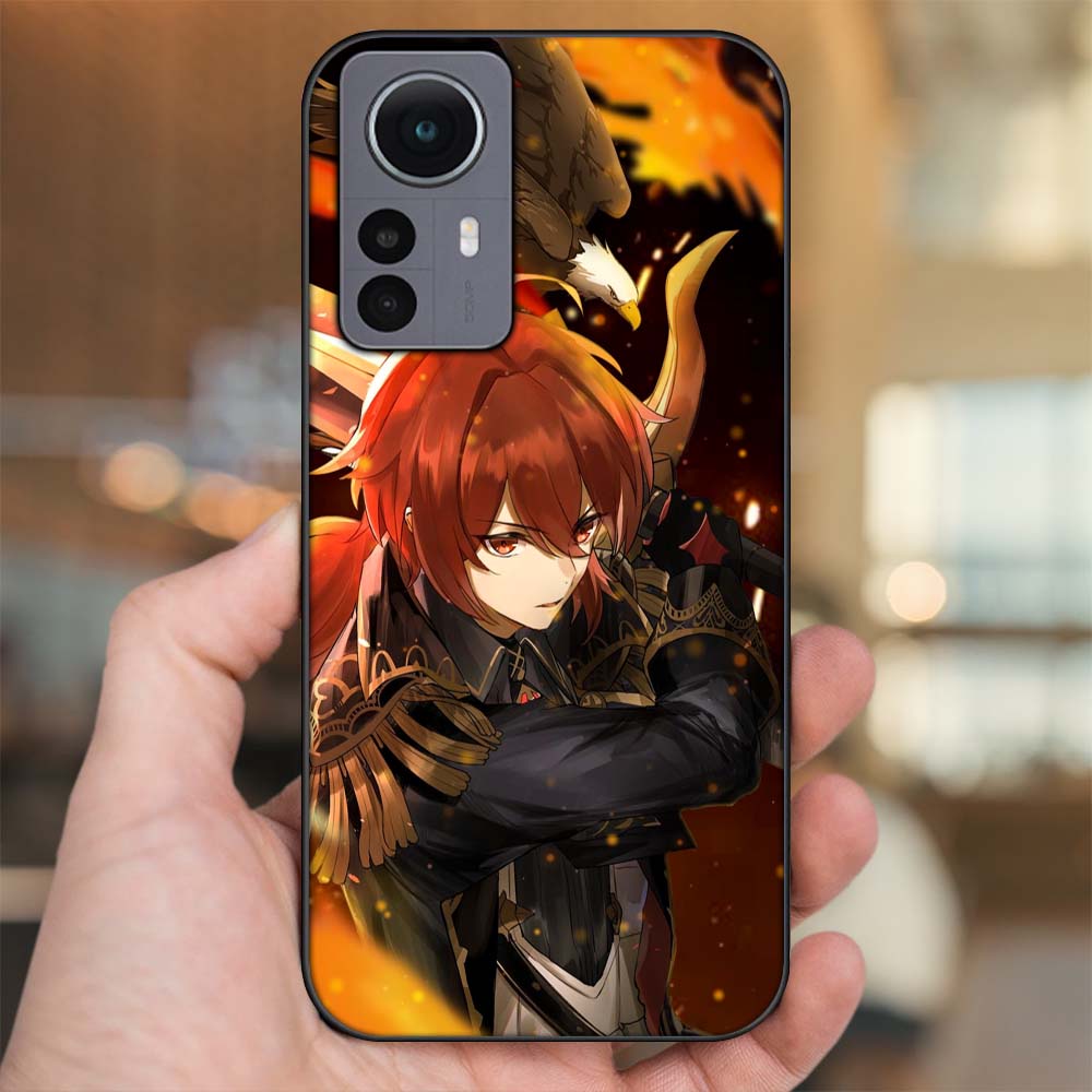 Ốp lưng Xiaomi 12 Pro 5G viền đen in hình Diluc Genshin Impact