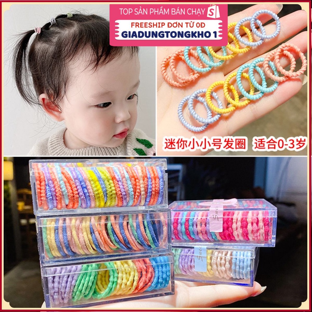 PVN40272 Hộp 100 dây thun cột tóc nhiều màu sắc cho bé Giá Rẻ