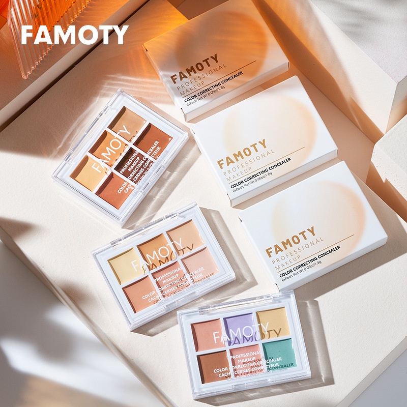 （NEW）Bảng Kem Che Khuyết Điểm FAMOTY 6 Màu Tự Nhiên Lâu Trôi Mới 2023