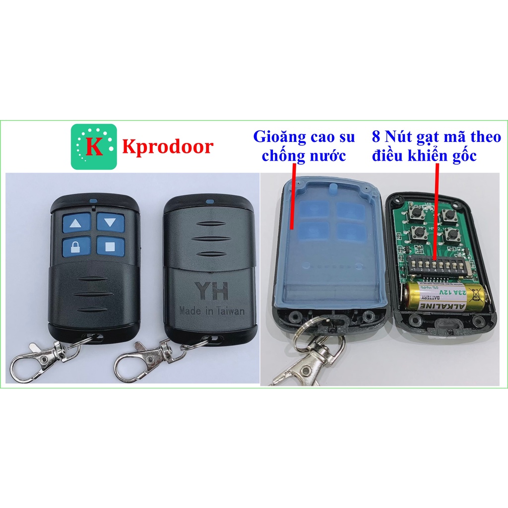 Remote điều khiển cửa cuốn, học mã thông minh và loại mã gạt, tần số 433