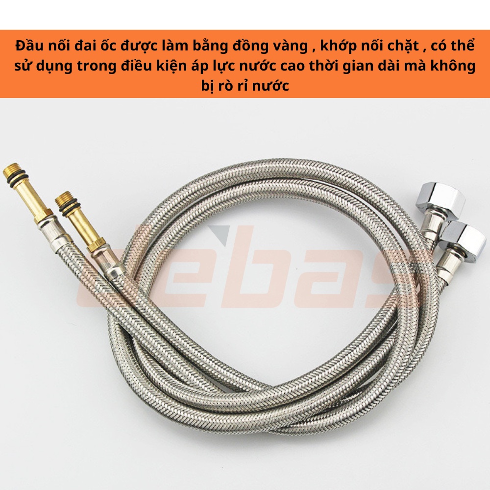 Dây Cấp Nước INOX304 Chuẩn Xịn, Ốc Đồng Mạ Xi Siêu Bền Cho Vòi Lavabo 1 Lỗ Vòi Chậu 2 Chân DEBAS