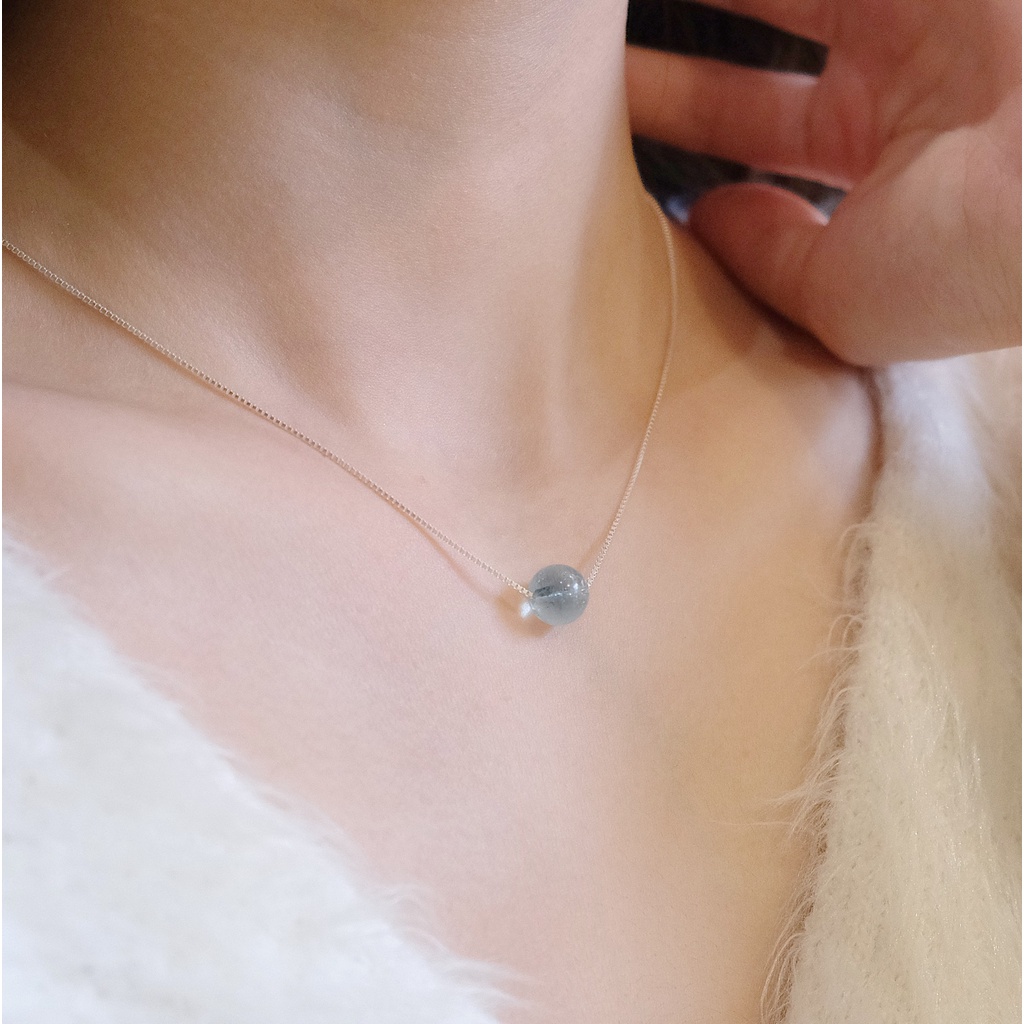 Dây chuyền bạc hạt tròn đá tự nhiên An Gem