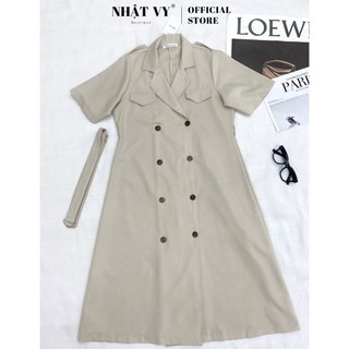 Đầm công sở bigsize Nhật Vy tay ngắn cổ vest cài nút kèm dây belt phù hợp đi chơi dạo phố thanh lịch - D2591