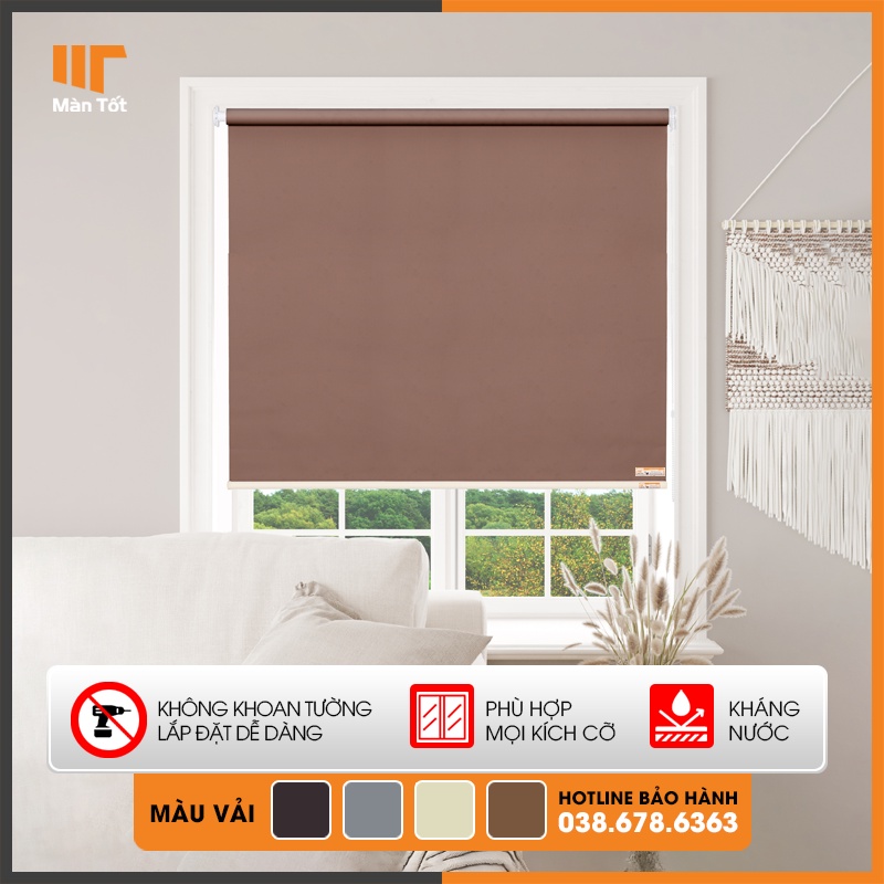 Màn Cửa Cuốn Chống Nắng Cho Văn Phòng Nhiều Kích Thước Xuyên Sáng, Màn Cửa Che Nắng Tia Uv Lắp Đặt Dễ Dàng Kháng Nước