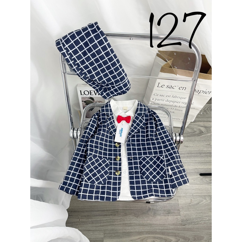 SET Bộ Công Tử Vest 3 Chi Tiết Kèm Nơ Dành Cho Bé Trai   Mã 917