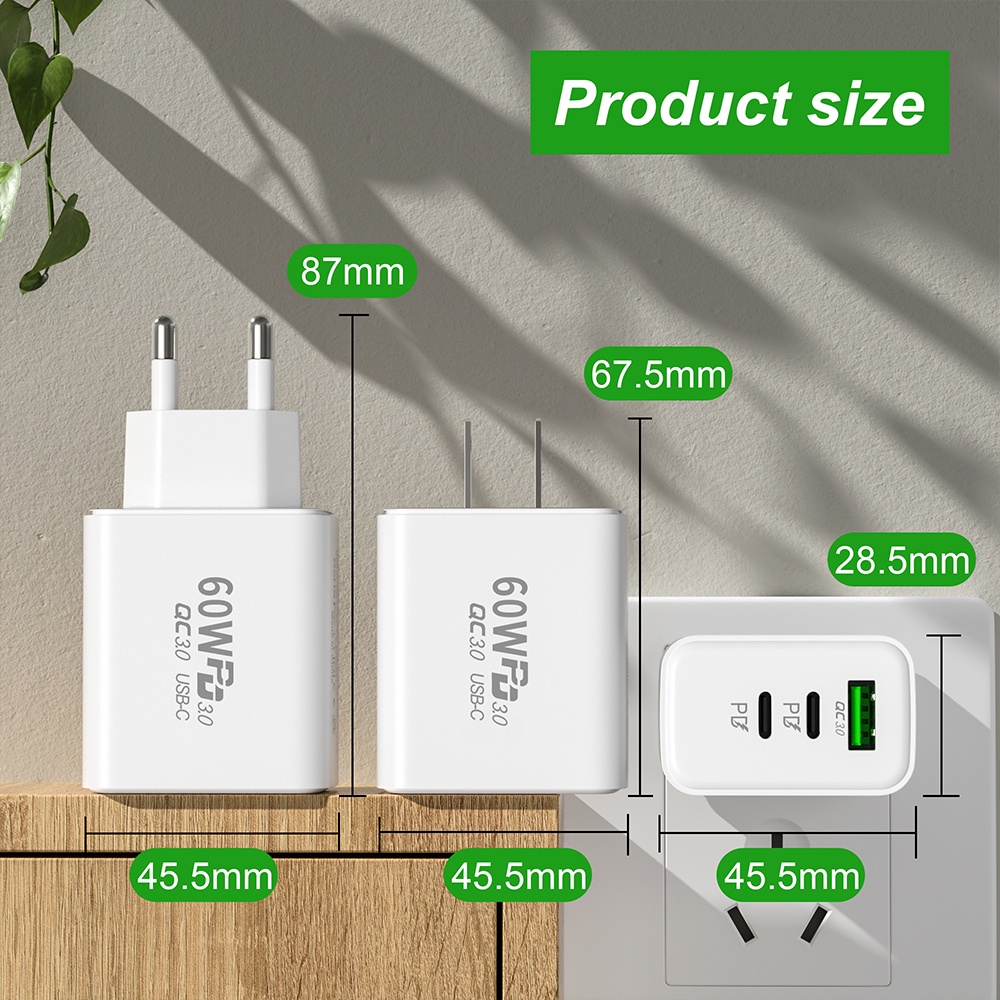 Bộ SạC Nhanh 60W PD USB Chuyên DụNg Cho Xiaomi Poco QC 3.0