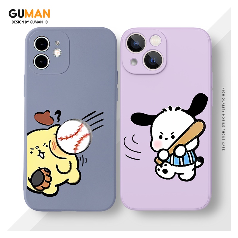 Ốp Điện Thoại GUMAN silicon mềm chống sốc viền vuông độc lạ ngộ nghĩnh hoạt hình cặp đôi dễ thương đẹp Cho iPhone 14 13 12 11 Pro Max SE 2020 X XR XS 8 7 ip 6S 6 Plus kute XYM1502