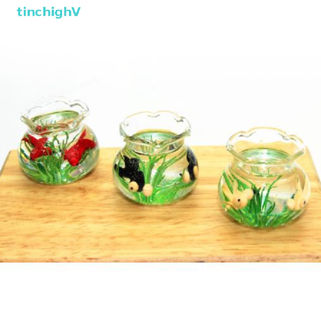 Mô Hình Tô Cá Vàng Mini Bằng Nhựa Resin Tỷ Lệ 1 / 12 Trang Trí Nhà Búp Bê
