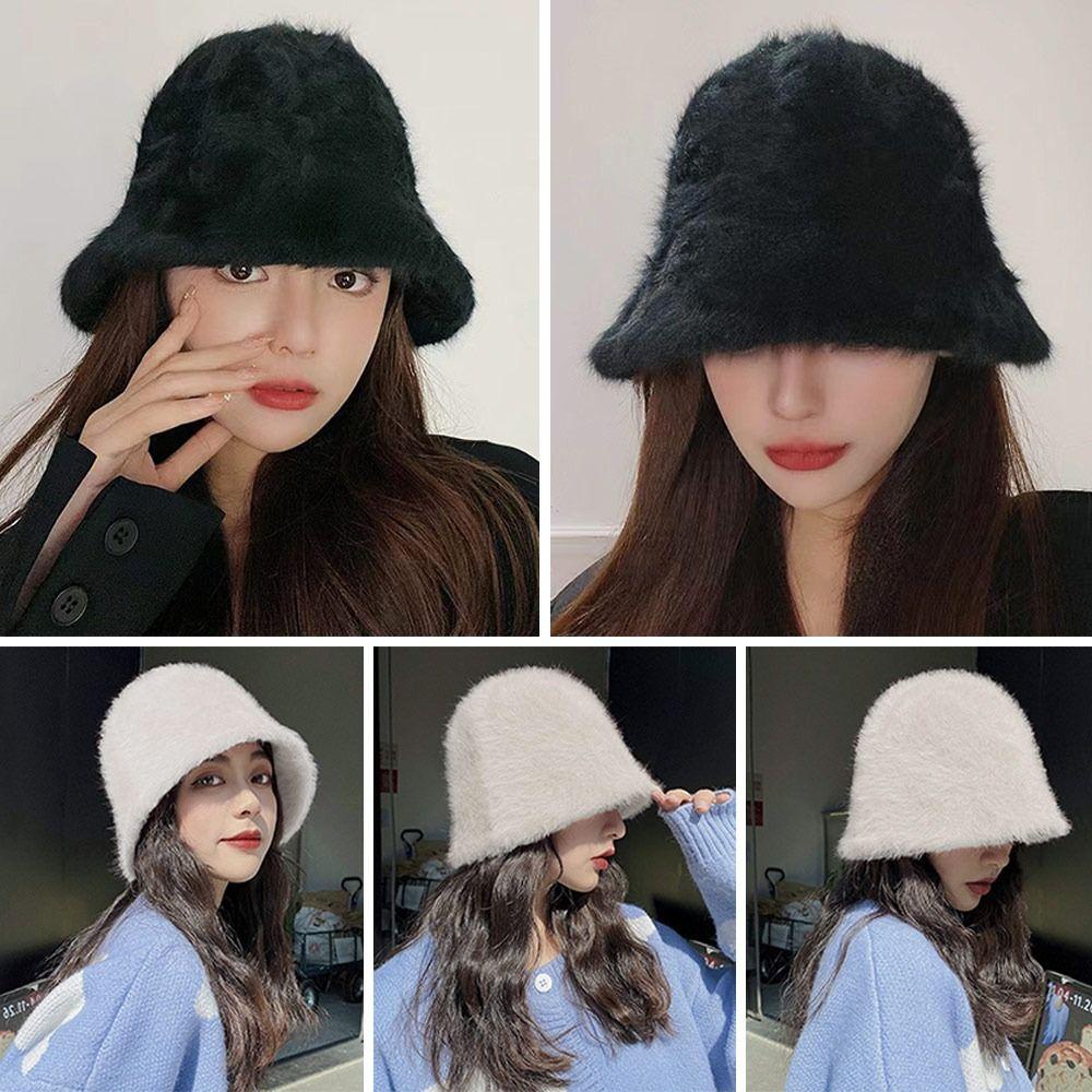 Mũ Bucket Giả Lông Thú Ấm Áp Thời Trang Mùa Đông