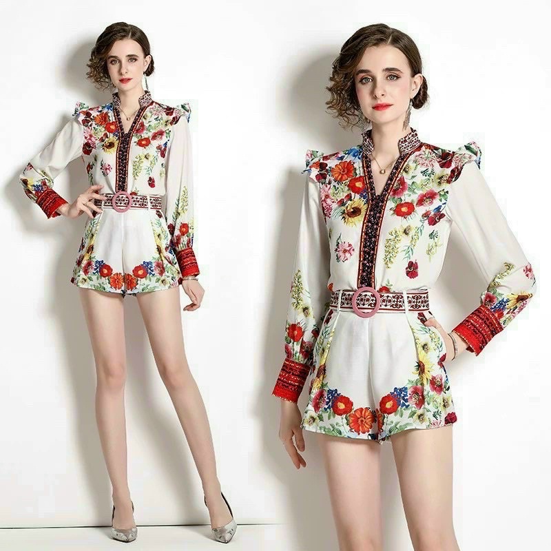 ( HÀNG NHẬP CAO CẤP) SET BỘ ÁO SƠ MI TAY NHÚN BÈO CÁNH TIÊN+ QUẦN SHORT LƯNG CAO ỐNG RỘNG XẾP LY + KÈM NỊT PHONG CÁCH