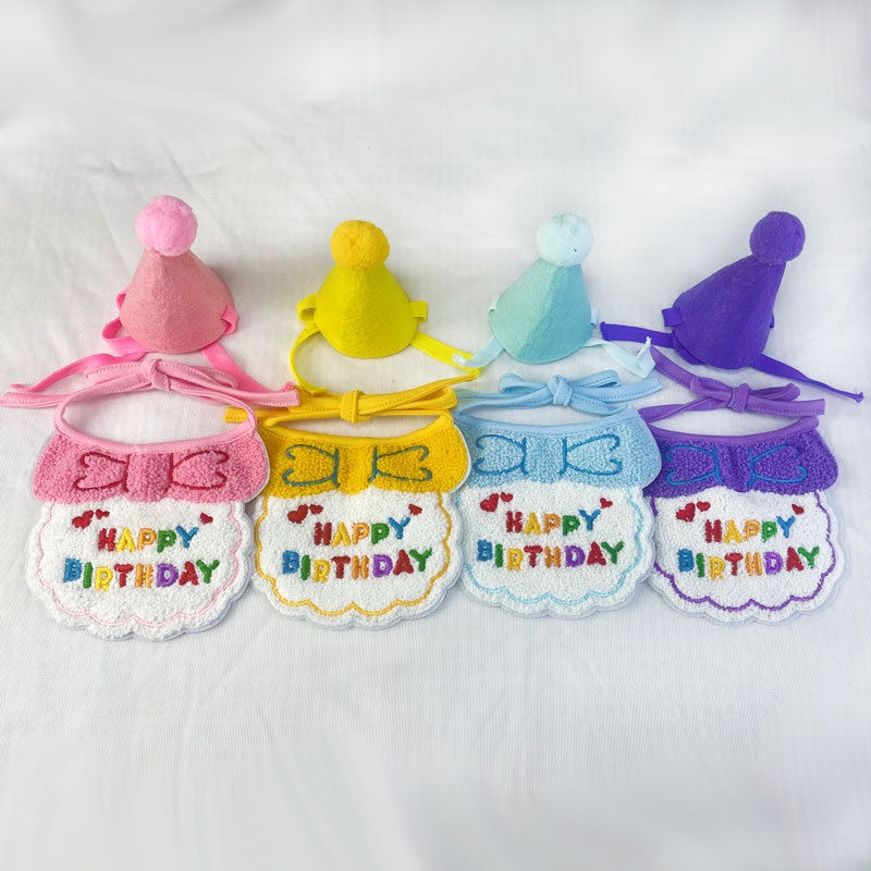 Elsabell. Set mũ + yếm cổ sinh nhật cho chó mèo Yếm Happy birthday mừng sinh nhật cho chó mèo nhỏ
