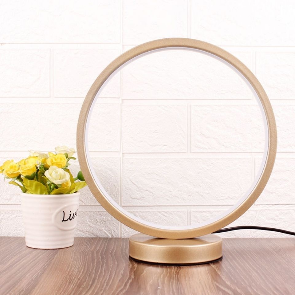 Đèn led vòng tròn làm đèn ngủ và trang trí nhà cực sang chảnh - Đế tròn dây nguồn USB + công tắc