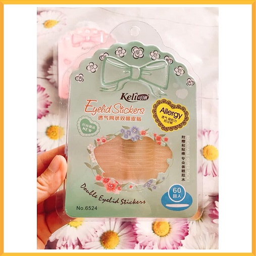 Kích mí lưới siêu mỏng Keli bộ 60 miếng, kèm keo dán và nhíp