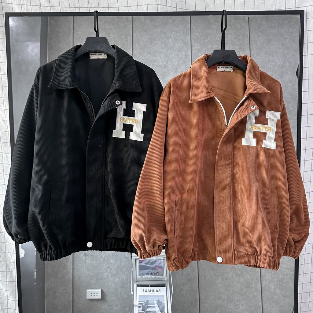 Áo Khoác Jacket Form Rộng HEGI Vải Nhung Gân Phong Cách Ulzzang - Tuni Store