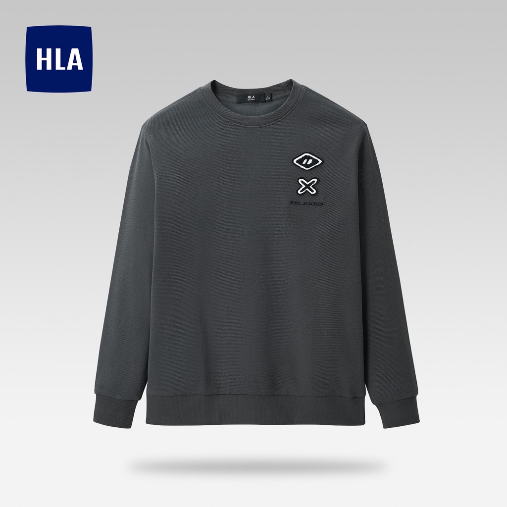 HLA - Áo Nam Dài Tay cao cấp vải đàn hồi Micro-elastic embroidery vertical pullover Top