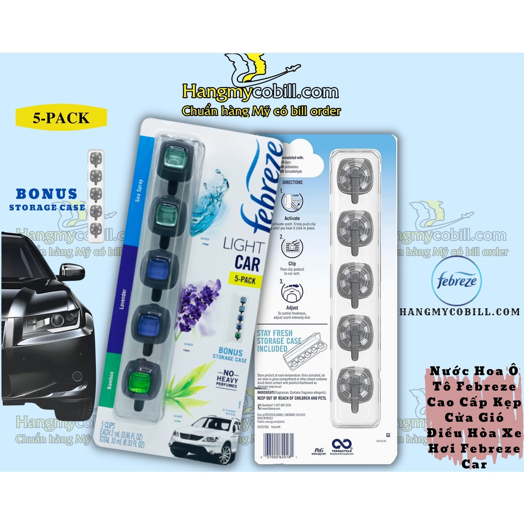 Nước Hoa Ô Tô Febreze Cao Cấp Kẹp Cửa Gió Điều Hòa Xe Hơi Febreze Car