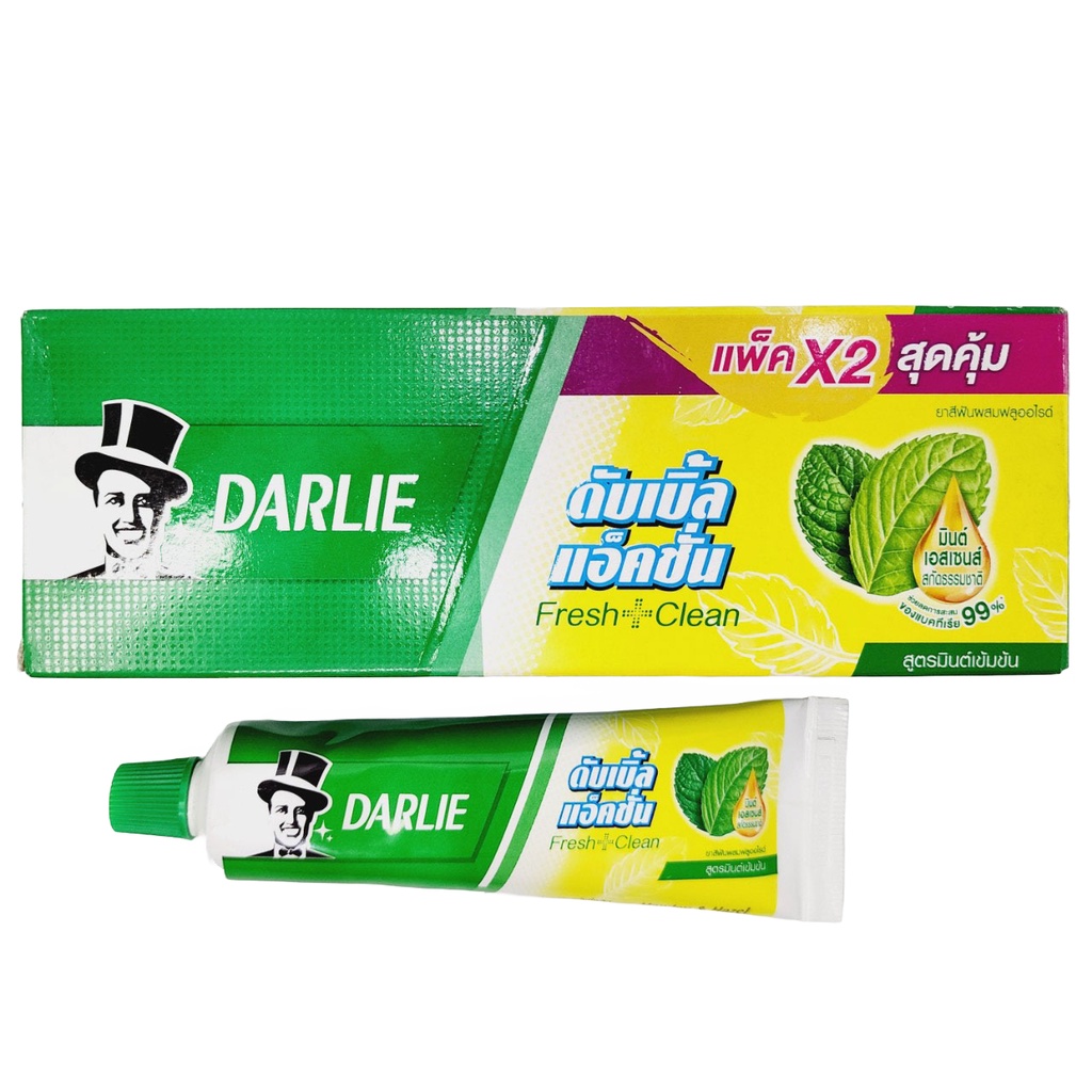 Hộp 2 tuýp kem đánh răng DARLIE Thái Lan 300gr - Tái tạo men răng / Ngừa sâu / Bạc hà thơm mát / Ông già Tây