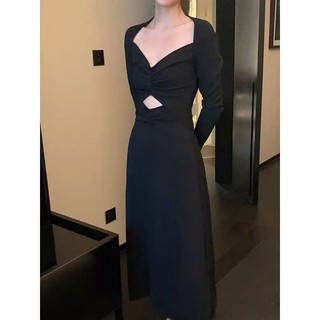 đầm midi đen body nơ ngực
