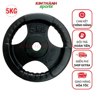 Bánh tạ gang 5kg, tạ đĩa gang tập gym lỗ tạ phi 30 sơn cao cấp hàng loại 1 - KIMTHANH SPORT