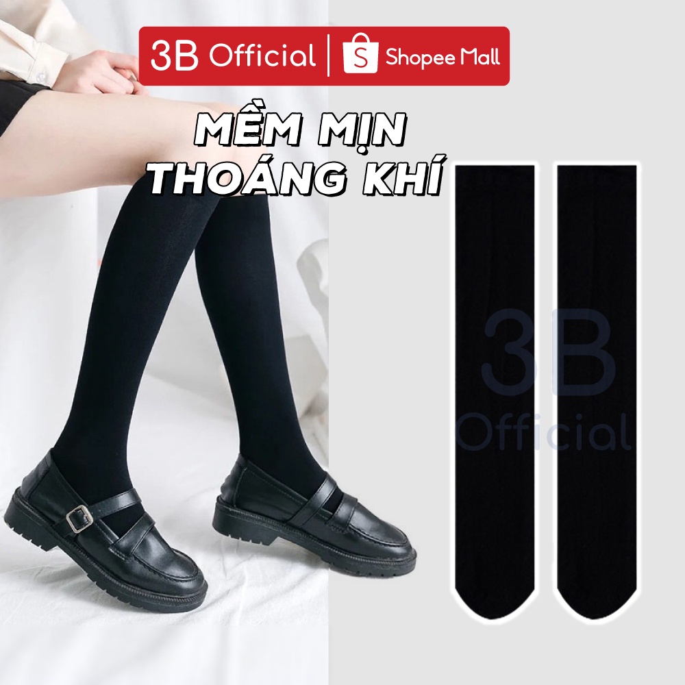 Tất bắp chân 3B cho nữ phong cách Hàn Quốc chất Cotton mềm mịn, màu đen