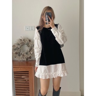 váy bbd tay phối sơ mi