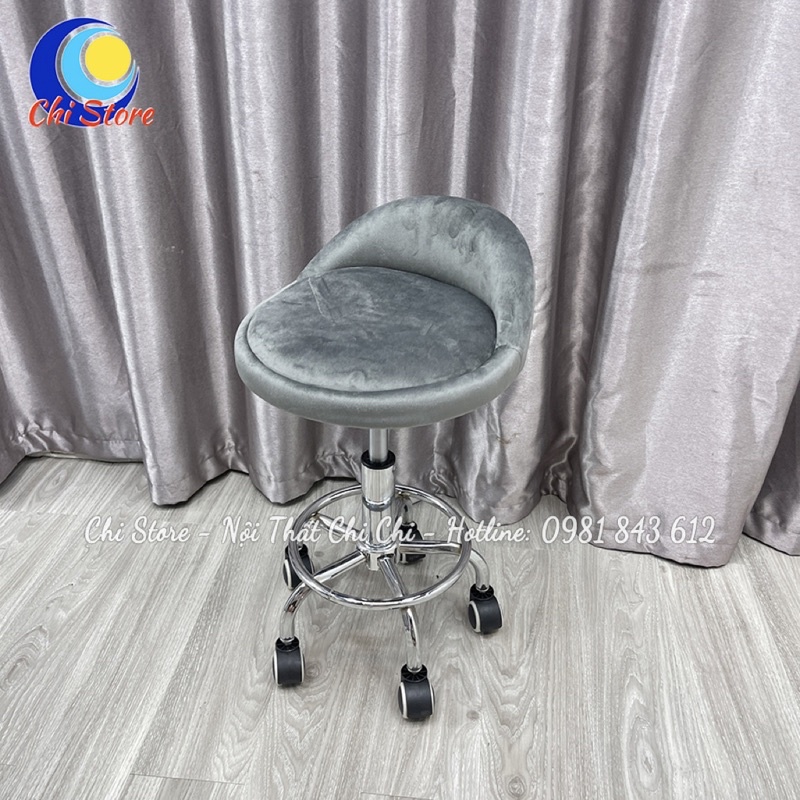 Ghế Xoay 360 Độ Nâng Hạ Dùng Trong Spa Phun Xăm Thẩm Mỹ, Ghế Đôn Hơi Chân Mâm Vành Rộng