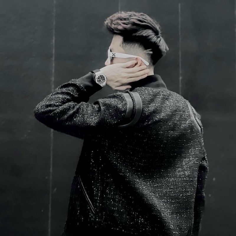 Áo khoác teddy bomber nam nữ vải dạ đính kim tuyến thêu sọc da đen hai vai bo ống 2 lớp dày dặn cao cấp AK16P