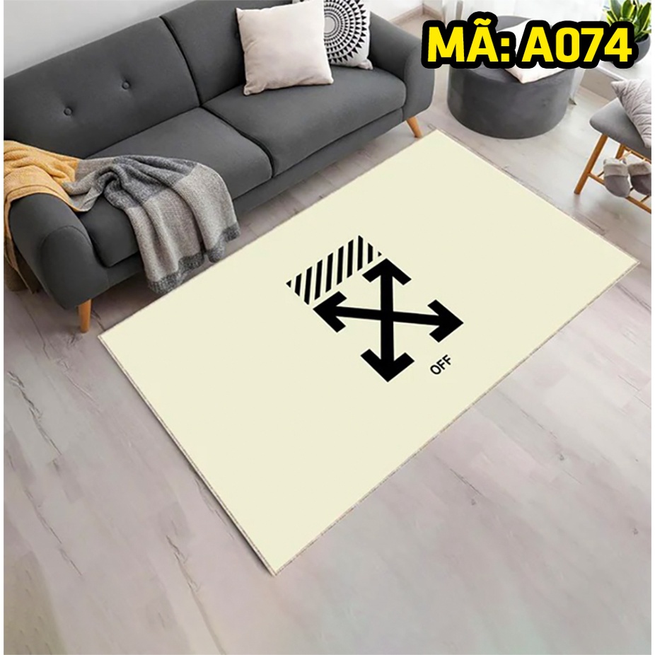 Thảm Trang Trí Keep Off Off-White logo đen nền be Decor Góc Học Tập Làm Việc Phòng Ngủ Phòng Khách Văn Phòng