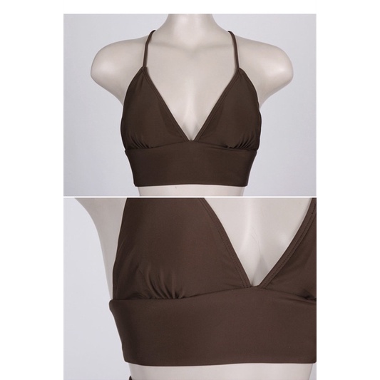 Bikini, đồ bơi nữ 2 mảnh đi biển nâu dây đan lưng Nemo Bikini - B53