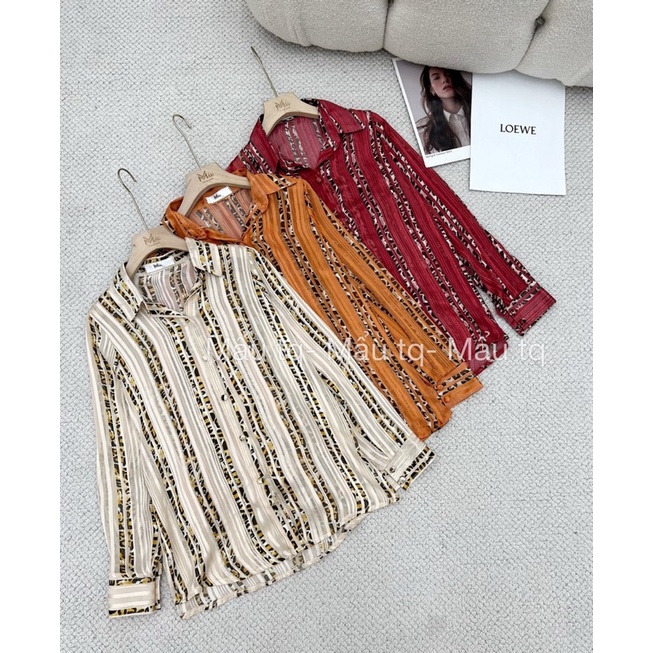 Áo sơmi hoạ tiết cúc bọc