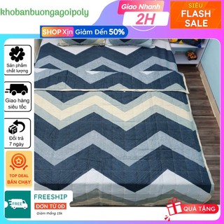 Bộ chăn hè ga gối 4 món chất cotton poly 1m6x2m mẫu lượn sóng