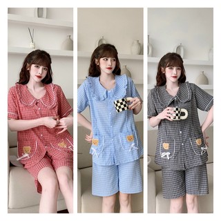 Bộ bầu mặc nhà mùa hè chất mát áo cộc quần dài - Bộ ngủ bầu mặc được sau sinh