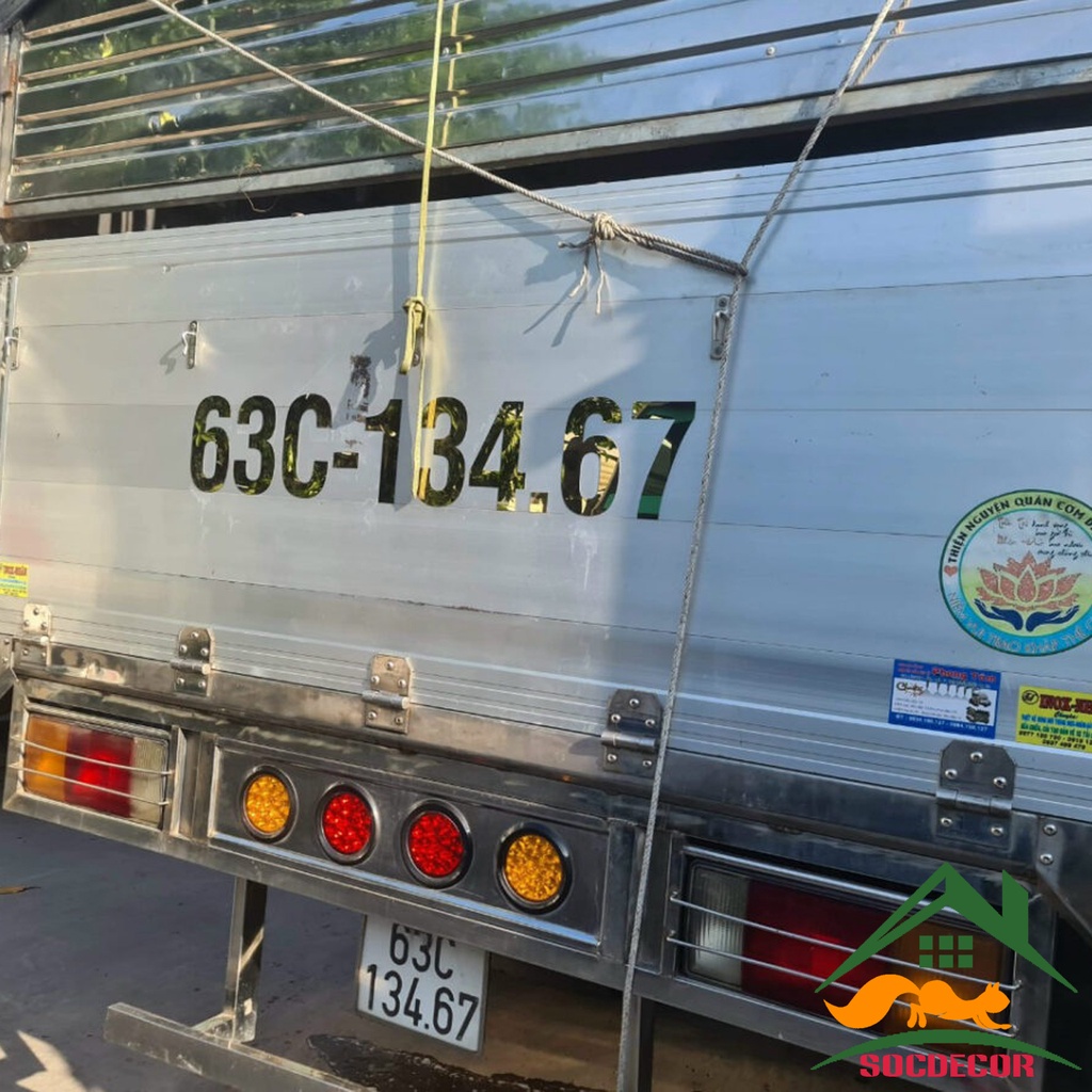 Biển Số Nổi Alu Gương Vàng Dán Xe Tải,Trang Trí Xe Tải,Biển Số Dán Thùng Xe.Cắt Theo Yêu Cầu.Socdecor