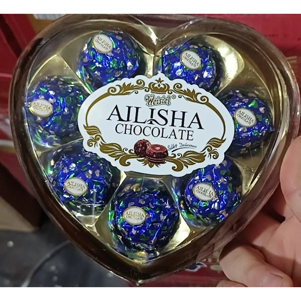 Kẹo Socola Nhân Sữa Ailisha Hộp Trái Tim 120gr - Quà Tặng Người Yêu Valentine