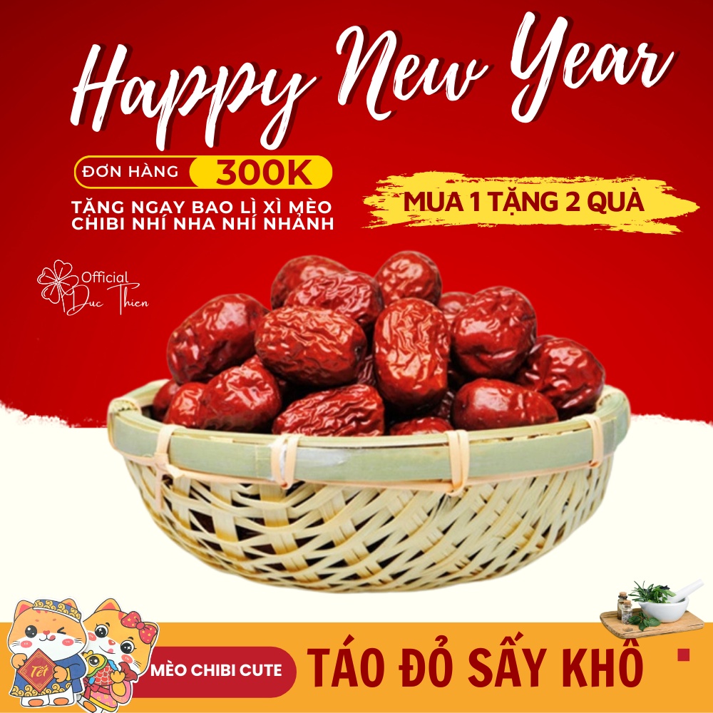 500g, 1kg Táo Đỏ (Táo Tàu) Loại 1 Đức Thiện (Khô, Sạch, Thơm) - Làm Trà Hoa, Nấu Ăn, Hỗ Trợ Tim Mạch, An Thần