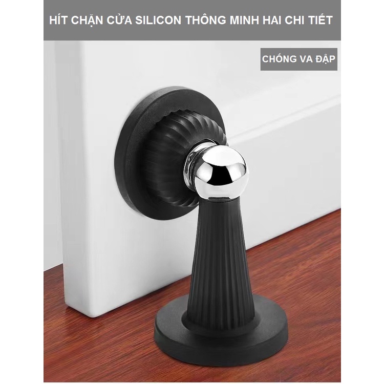 Hít chặn cửa nam châm 2 CHI TIẾT SILICON thông minh chống va đập, CHỐNG ỒN không cần khoan tường tiện lợi