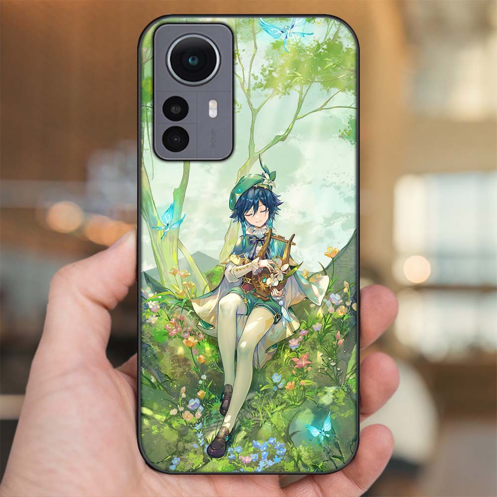 Ốp lưng Xiaomi 12 Pro 5G viền đen in hình Venti Genshin Impact