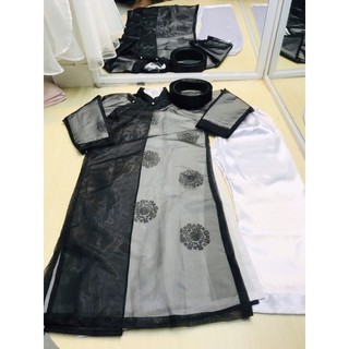 áo dài ông đồ đen mừng thọ