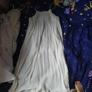 Váy đầm maxi 2 dây dập li dáng dài